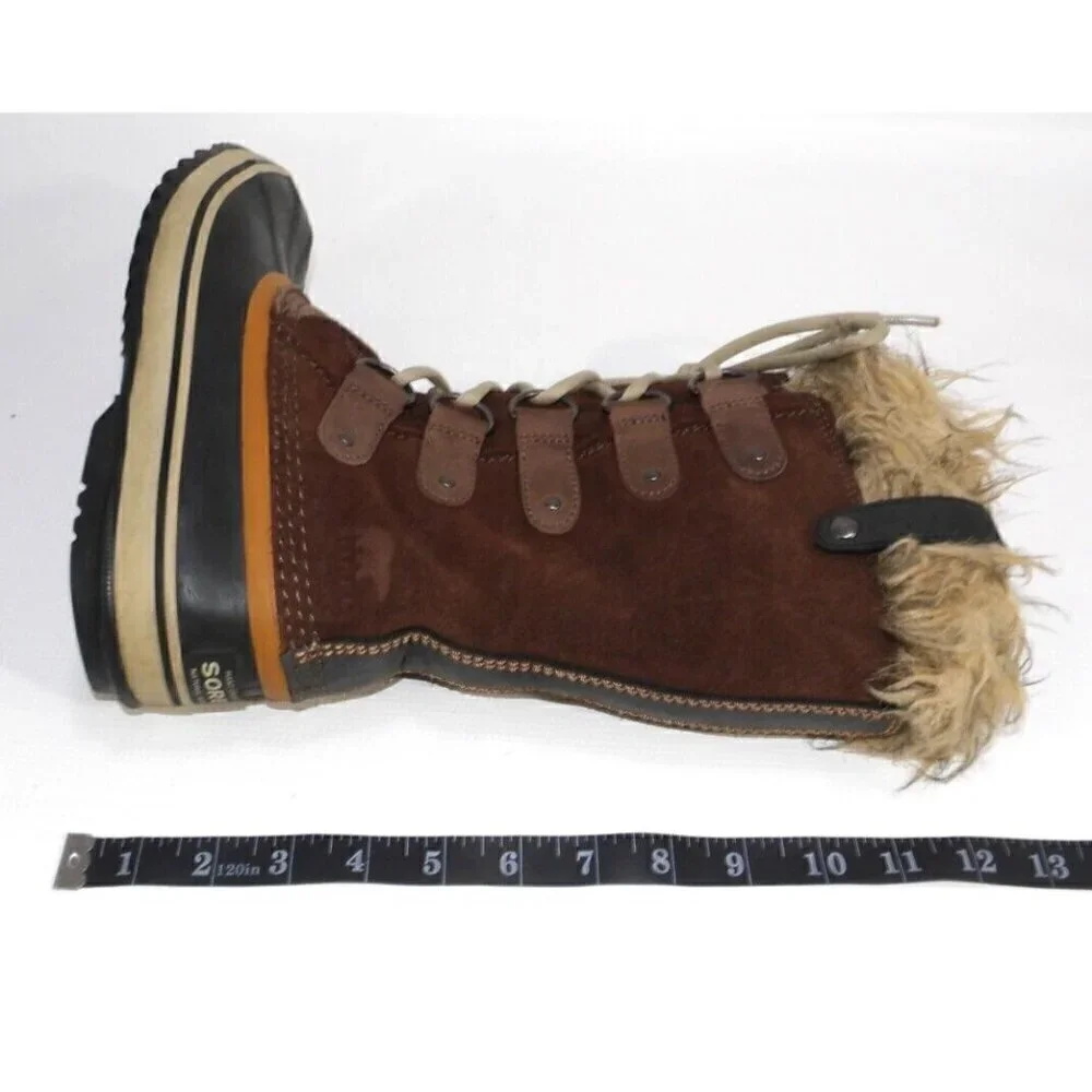 SOREL brown suede leather & rubber waterproof insulated winter boots women's 6
